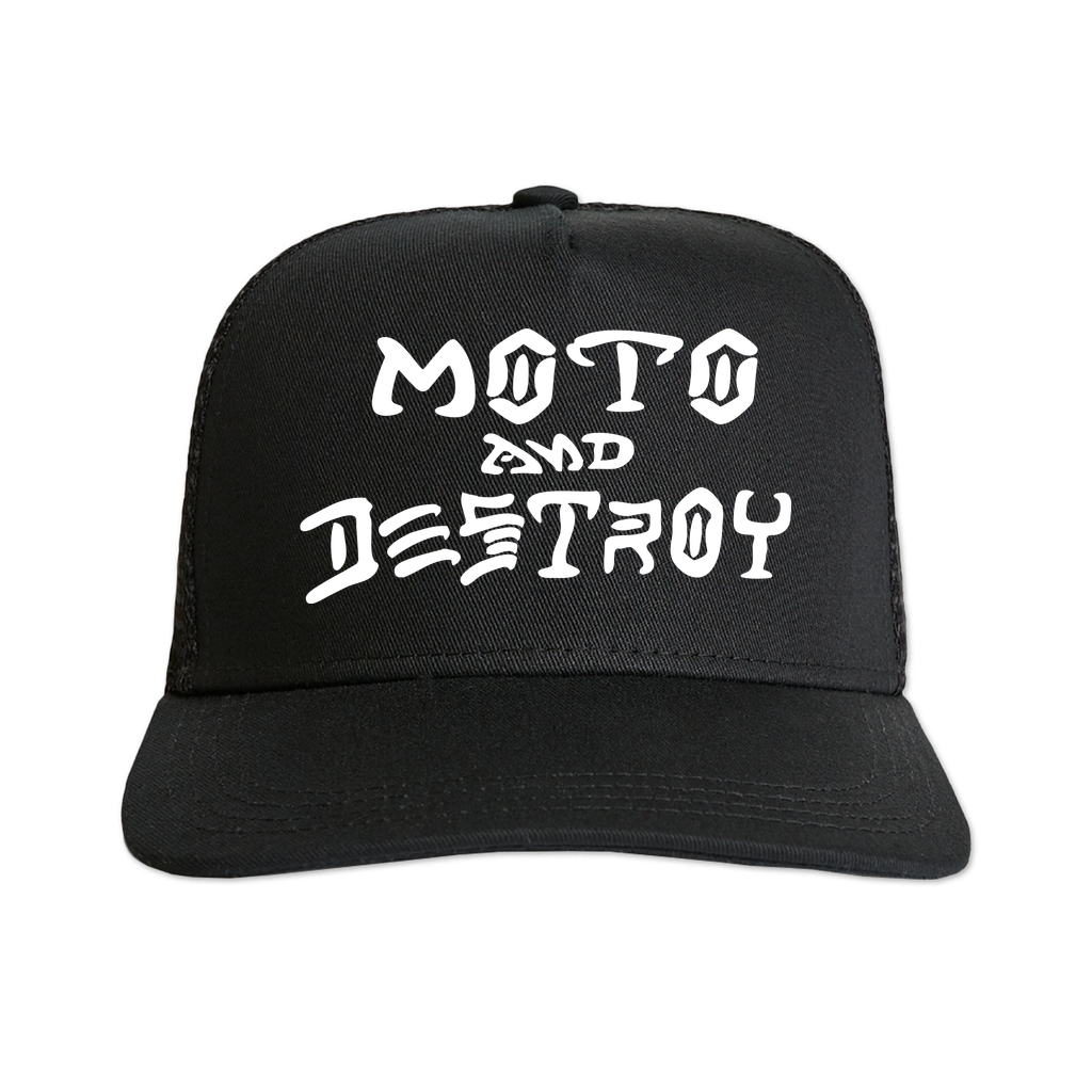MOTO AND DESTROY BLACK Trucker Cap