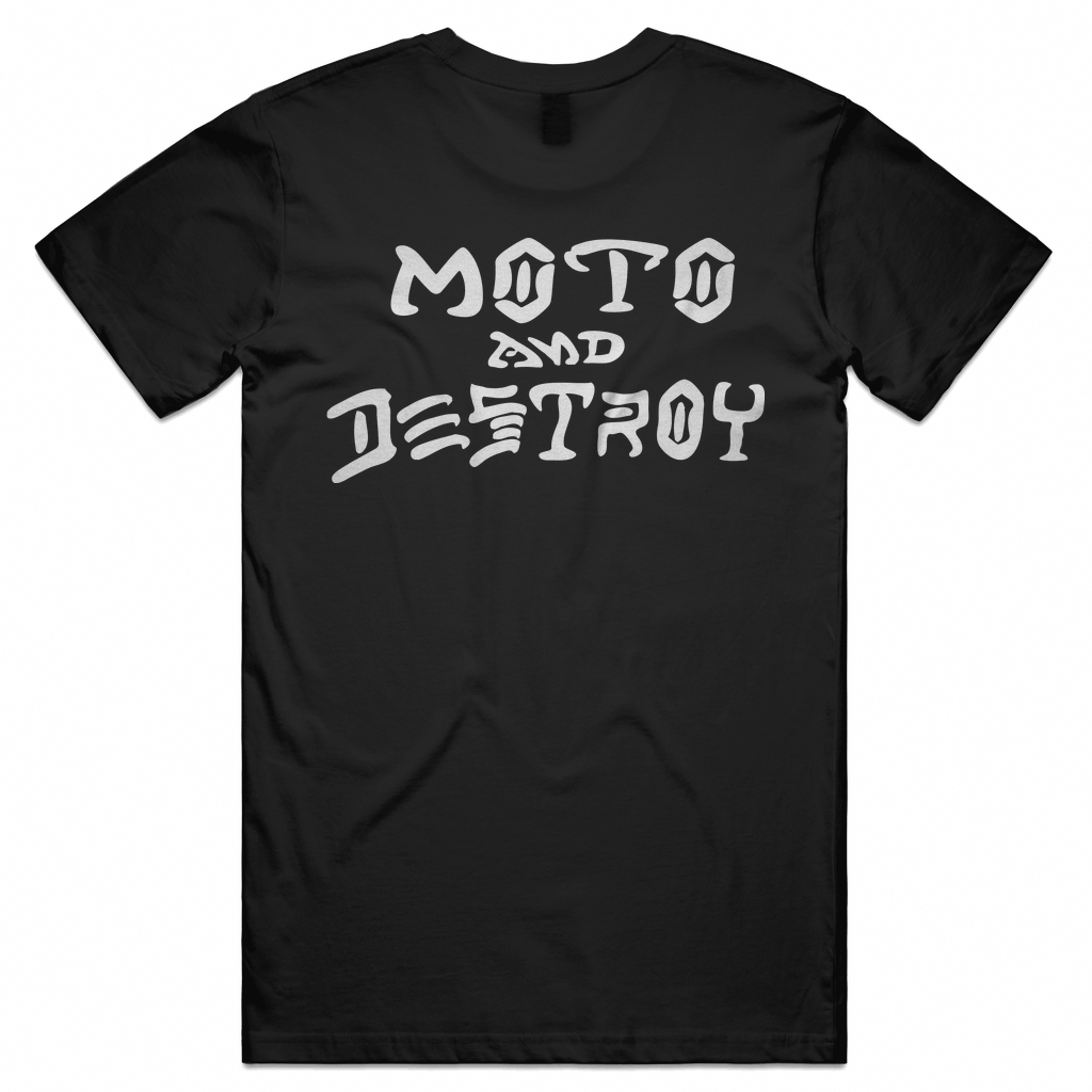 MOTO AND DESTROY BLACK Tee