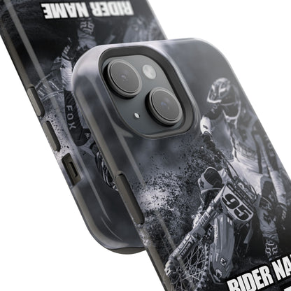 Custom Image Motocross Phone Case Personalized Rider Name & Number Magnetic Tough Phone Case