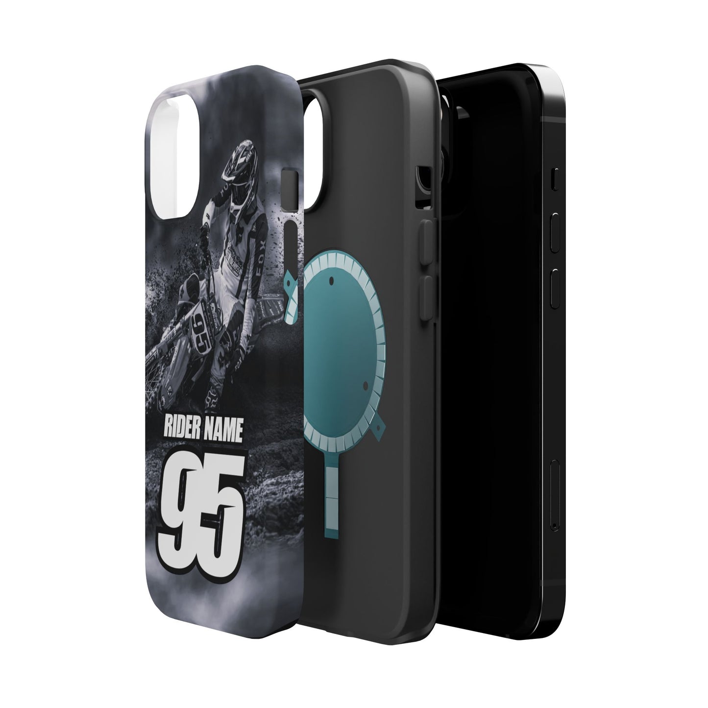 Custom Image Motocross Phone Case Personalized Rider Name & Number Magnetic Tough Phone Case