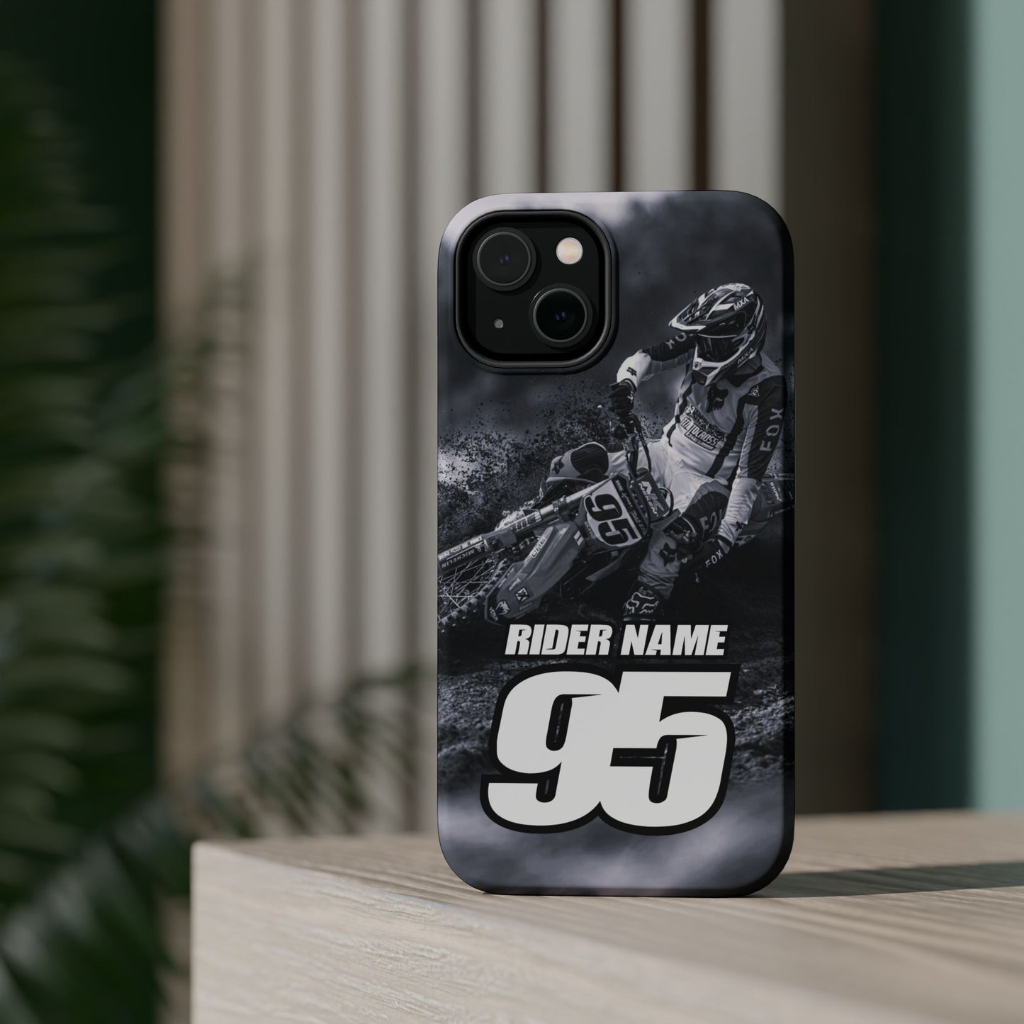 Custom Image Motocross Phone Case Personalized Rider Name & Number Magnetic Tough Phone Case