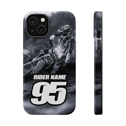 Custom Image Motocross Phone Case Personalized Rider Name & Number Magnetic Tough Phone Case