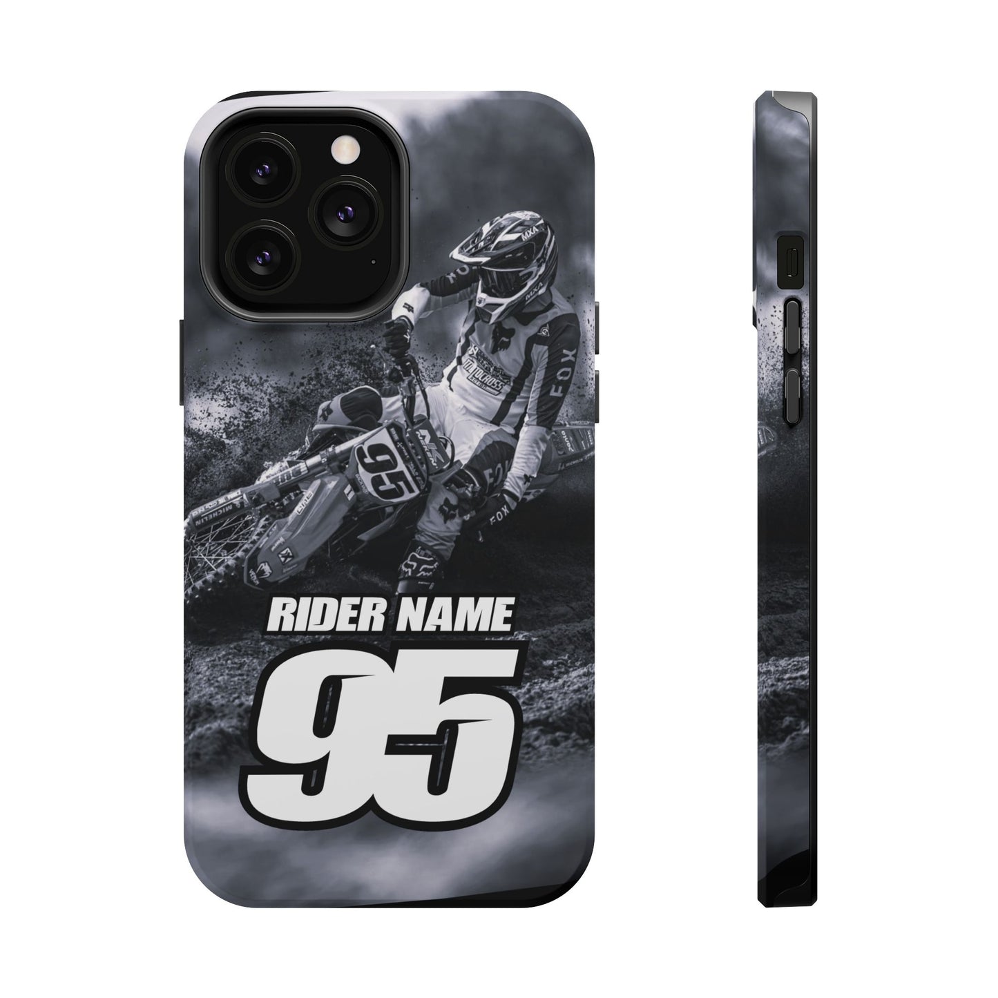 Custom Image Motocross Phone Case Personalized Rider Name & Number Magnetic Tough Phone Case