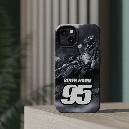 Custom Image Motocross Phone Case Personalized Rider Name & Number Magnetic Tough Phone Case