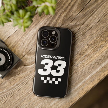 Custom Minimalist Motocross Phone Case Personalized Rider Name & Number  Magnetic Tough Phone Case