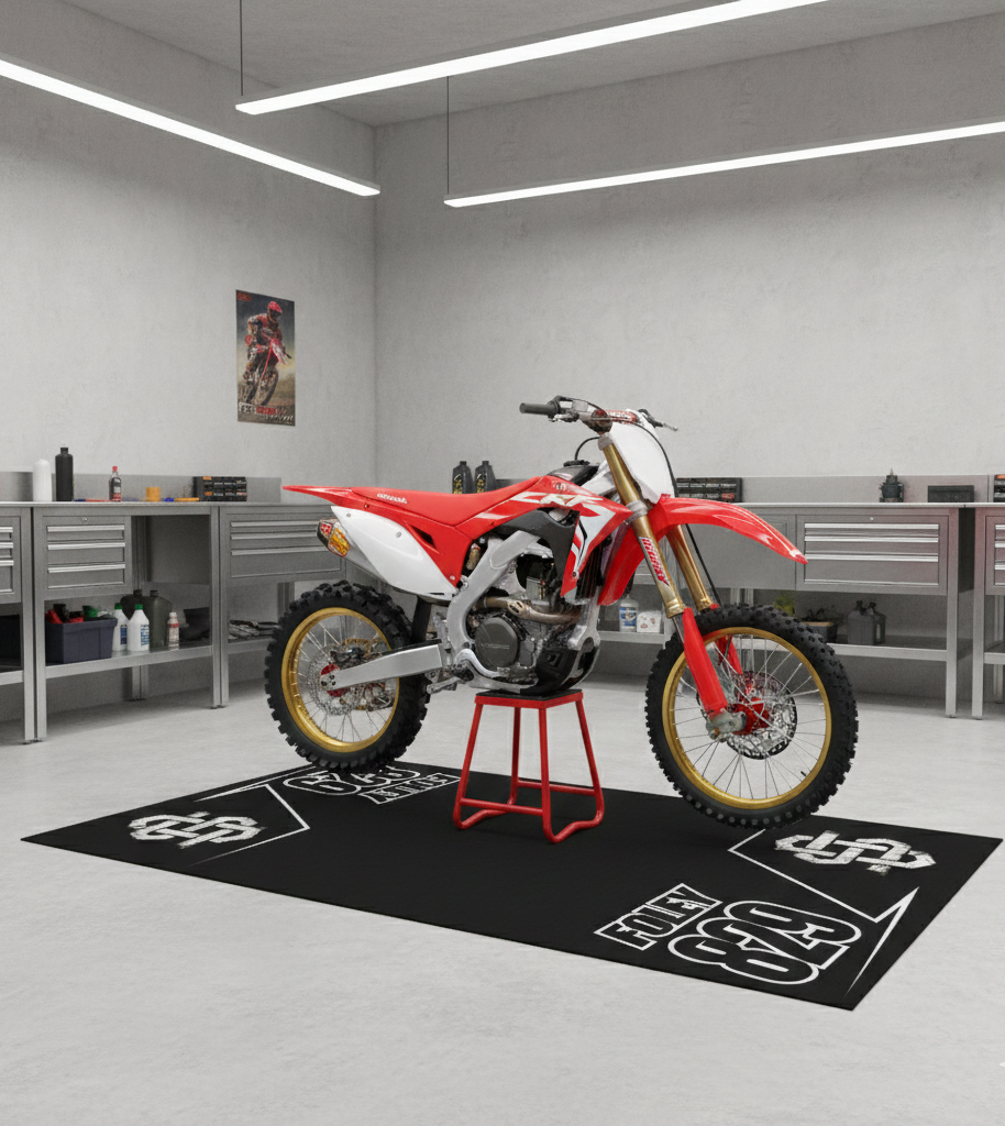 Custom Motocross Garage Mat: Non-Slip Dirt Bike Rug