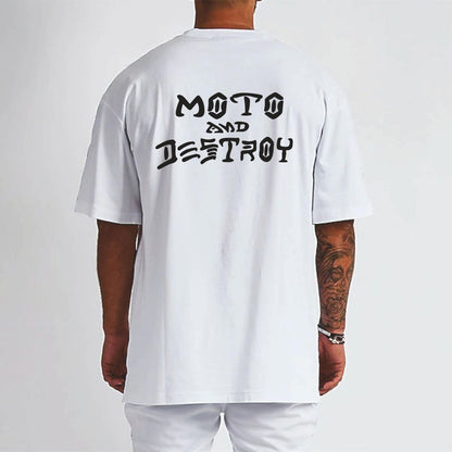 MOTO AND DESTROY WHITE Tee