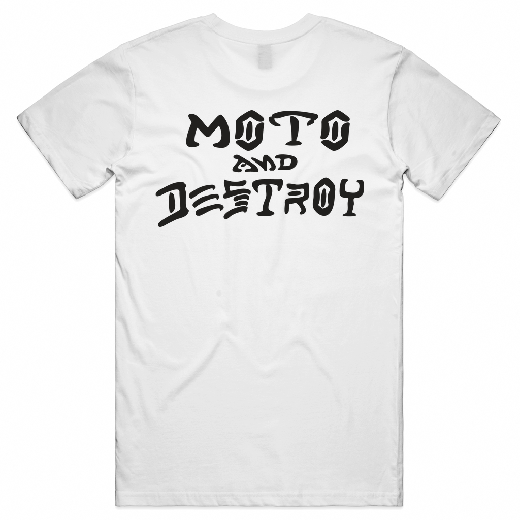 MOTO AND DESTROY WHITE Tee